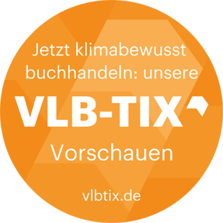 VLB-TIX Siegel mit dem Slogan "Jetzt klimabewusst buchhandeln: unsere VLB-TIX Vorschauen".
