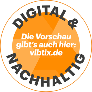 VLB-TIX Siegel, welches zeigt, dass die Vorschau auch auf vlbtix.de zu finden ist und mit dem Slogan "Digital und Nachhaltig".