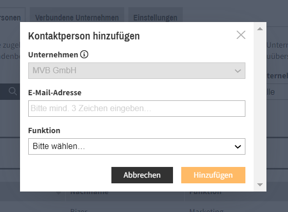 Kontaktperson hinzufügen