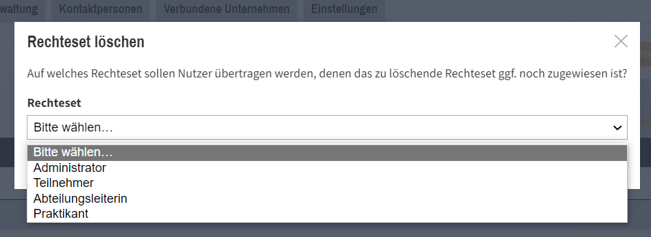 Rechtesets löschen