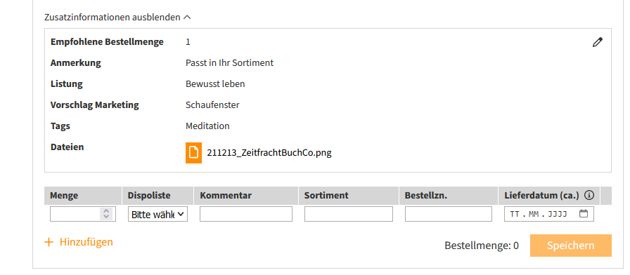 Screenshot der ausklappbaren Zusatzinformationen eines Titels auf vlbtix.de.
