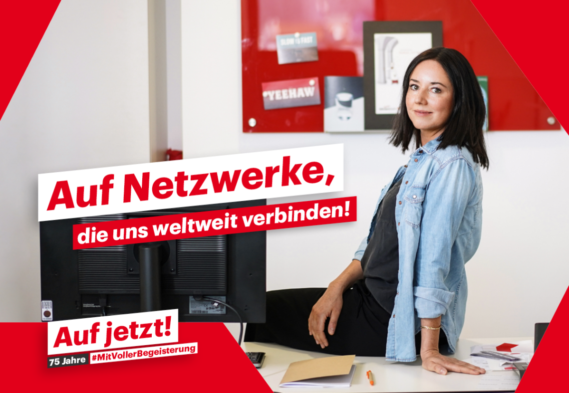 MVB Grafik mit der Aufschrift "Auf Netzwerke, die uns weltweit verbinden!".