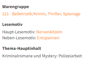 Die Lesemotive Einordnung in der Bibliografie auf vlbtix.de.