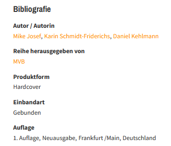 Screenshot der Bibliografie eines Titels auf VLB-TIX.