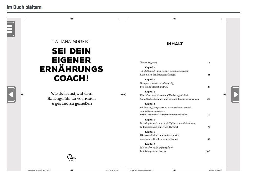 screenshot der Leseprobe des Titels "Sei dein eigener Ernährungs-Coach" auf vlbtix.de.