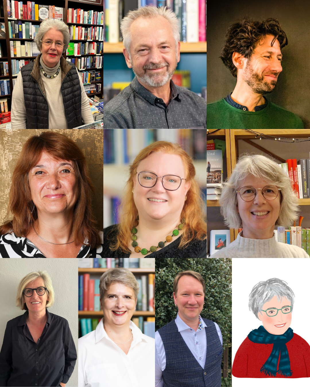 Collage der Paten-Buchhändlerinnen und -Buchhändler.