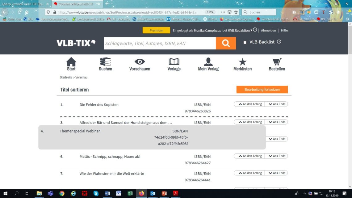 Ansicht bei der Erstellung einer Vorschau auf vlbtix.de.