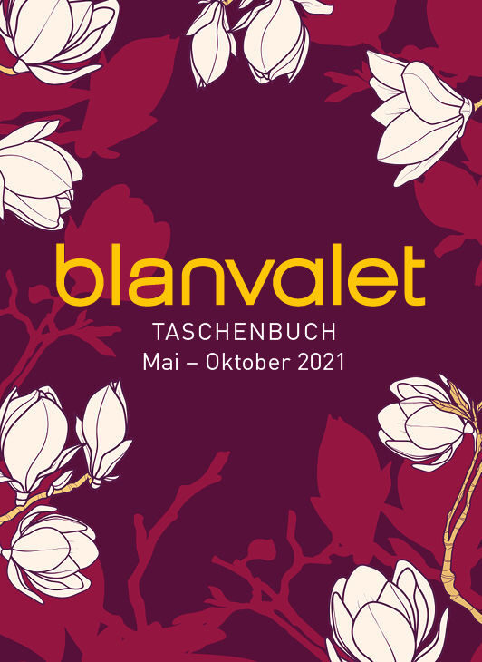 Der Titel der Vorschau ist in der Mitte eingerahmt von weißen grafischen Blumen.